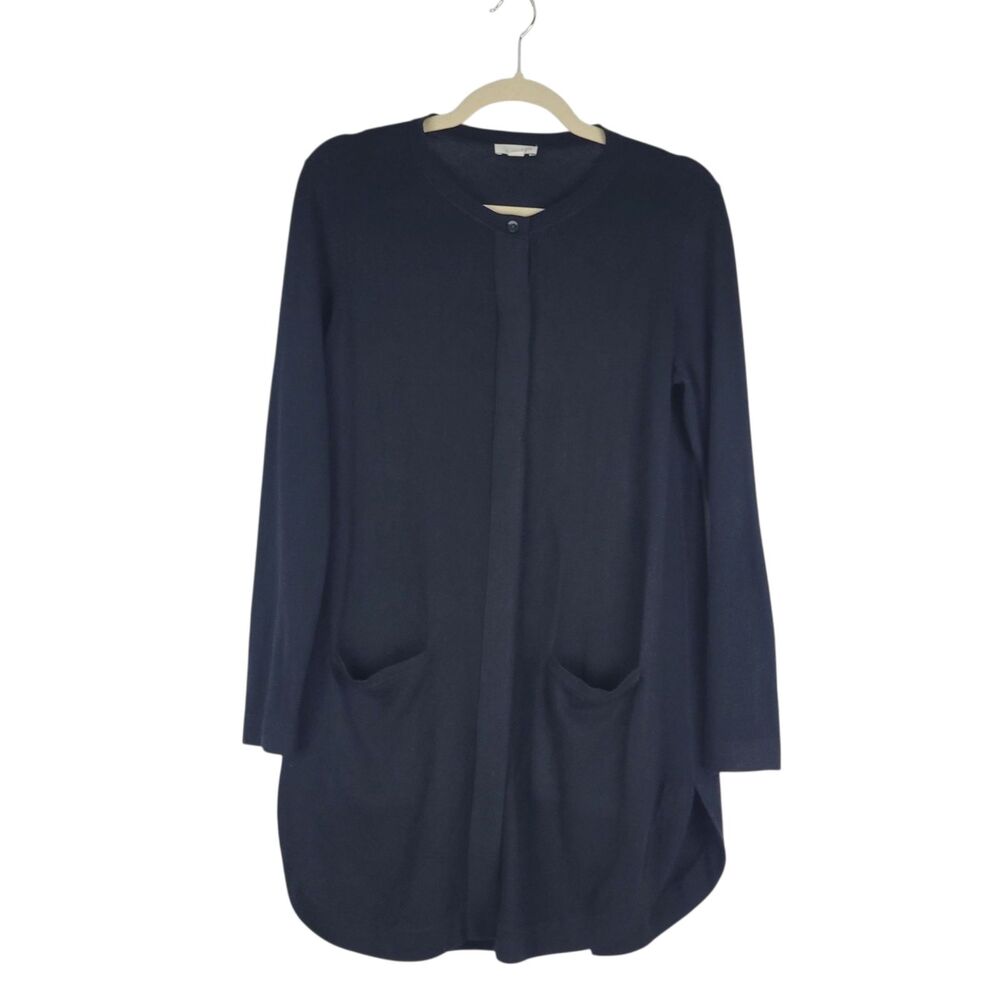 J Jill Petite XS Black Long Cardigan sweater Duster Wool Blend Lagenlook Tunic